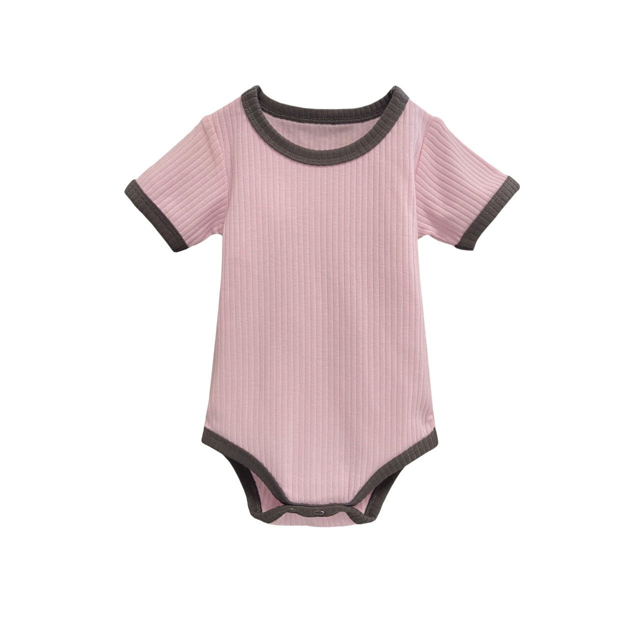 toddler infant ribbed cotton short sleeve bodysuit knitted newborn onesies baby clothes color-blocked baby rompers for 0-24M