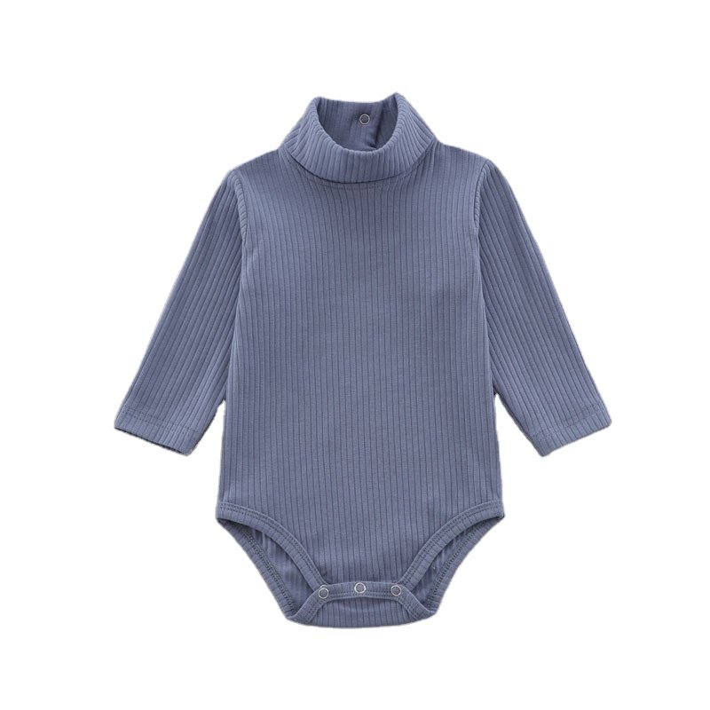 OEM Custom Snap Warm Autumn Jumpsuit Cotton High-Neck Baby Romper Long-Sleeved Baby One-Piece Pajamas for Baby