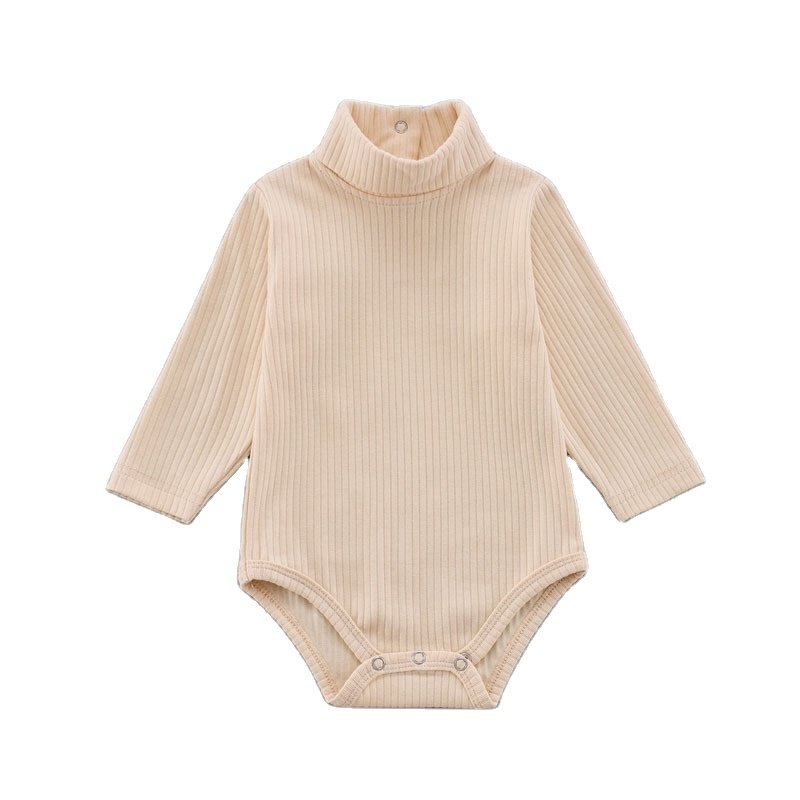 OEM Custom Snap Warm Autumn Jumpsuit Cotton High-Neck Baby Romper Long-Sleeved Baby One-Piece Pajamas for Baby