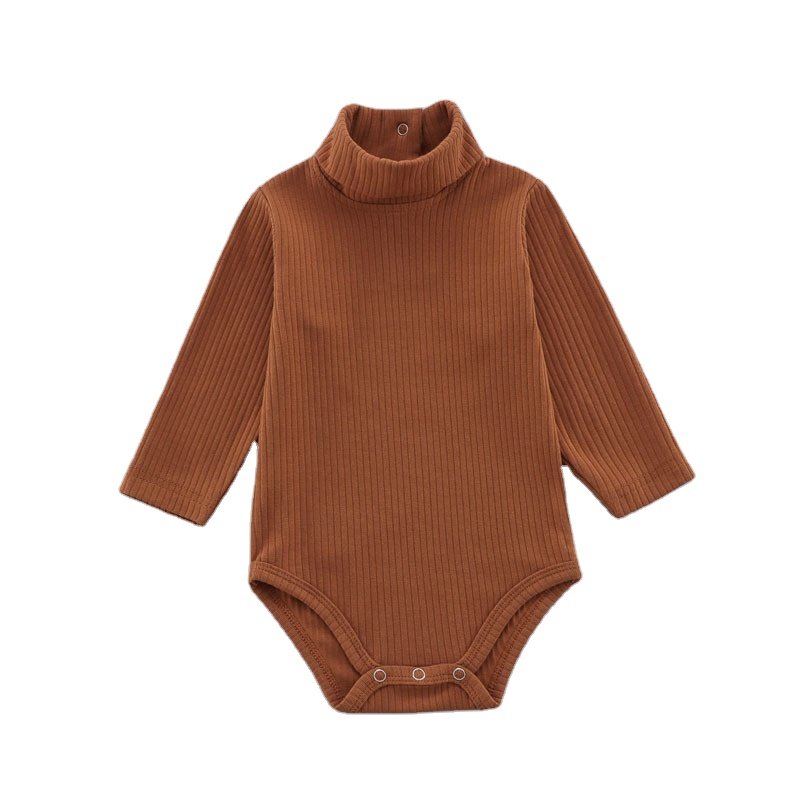 OEM Custom Snap Warm Autumn Jumpsuit Cotton High-Neck Baby Romper Long-Sleeved Baby One-Piece Pajamas for Baby