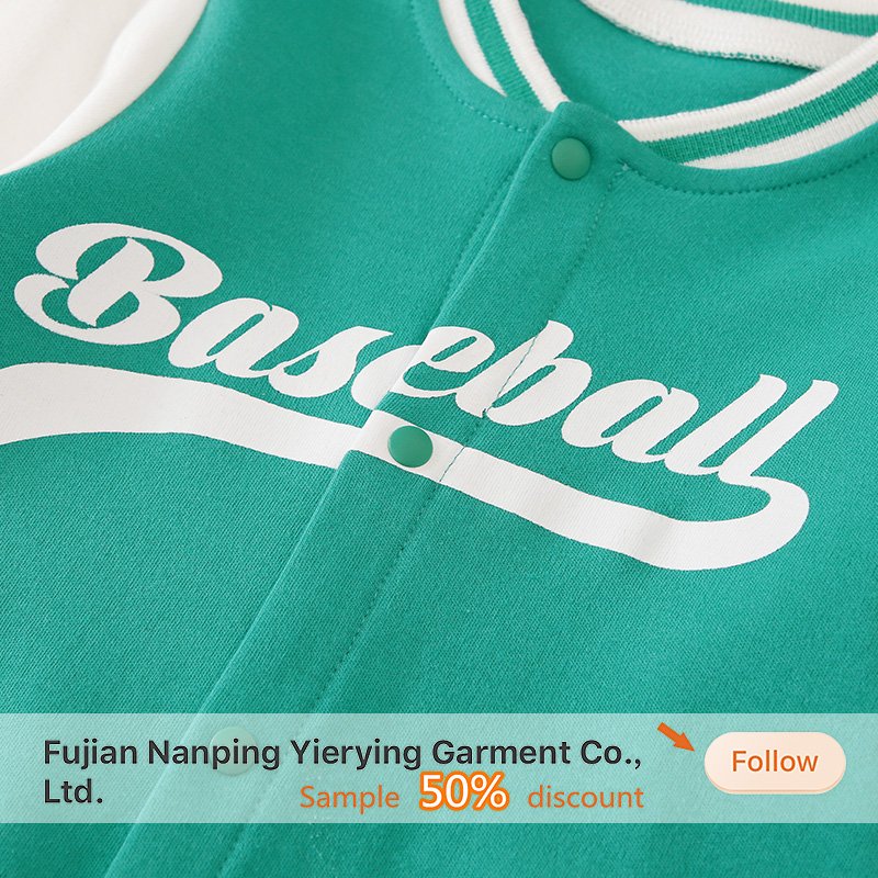 Newborn boy baby baseball uniform fashion sportswear cotton long-sleeved mint green spot wholesale