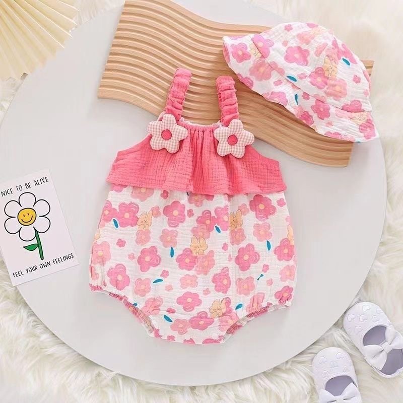 Wholesale Summer newborn cotton infant cute clothing girls baby romper