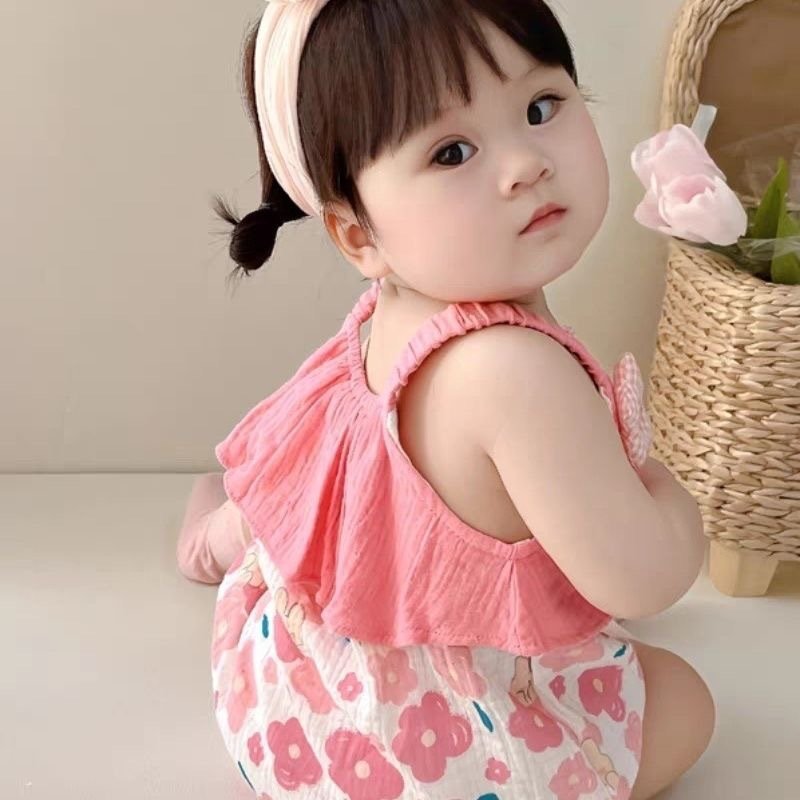 Wholesale Summer newborn cotton infant cute clothing girls baby romper