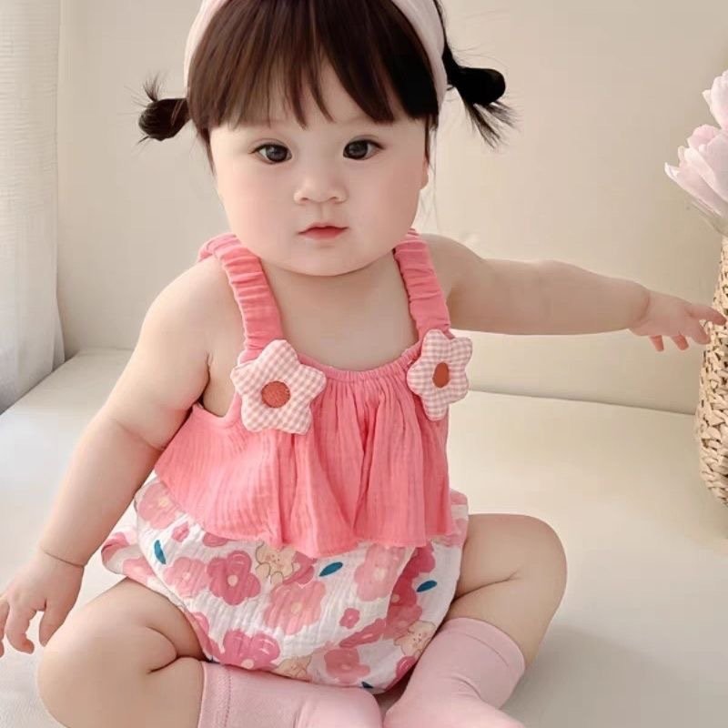 Wholesale Summer newborn cotton infant cute clothing girls baby romper