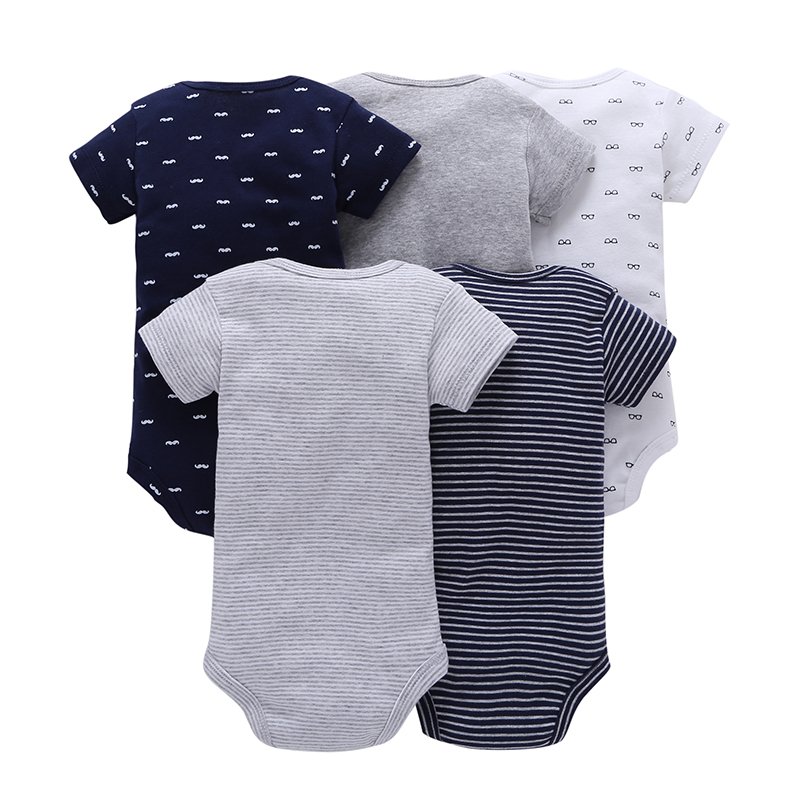 Wholesale 5 pcs infant short sleeves baby clothes boy cotton baby romper set