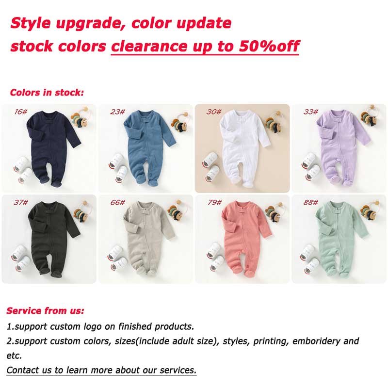 Plain o Neck Baby Onesie Zipper Bodysuit Organic Cotton Girls Boys Newborn Baby Pajamas