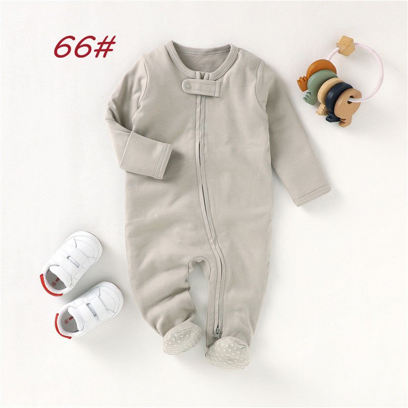 Plain o Neck Baby Onesie Zipper Bodysuit Organic Cotton Girls Boys Newborn Baby Pajamas