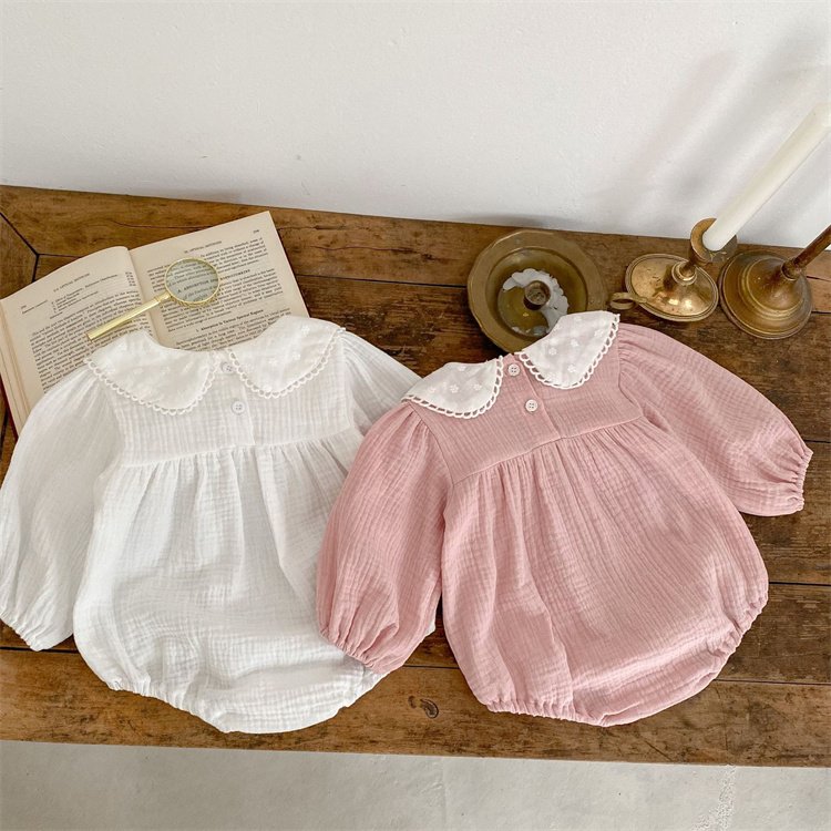 Infant Plain Clothes Toddler Clothing Long Sleeve Organic Cotton Terry Fabric Baby Romper
