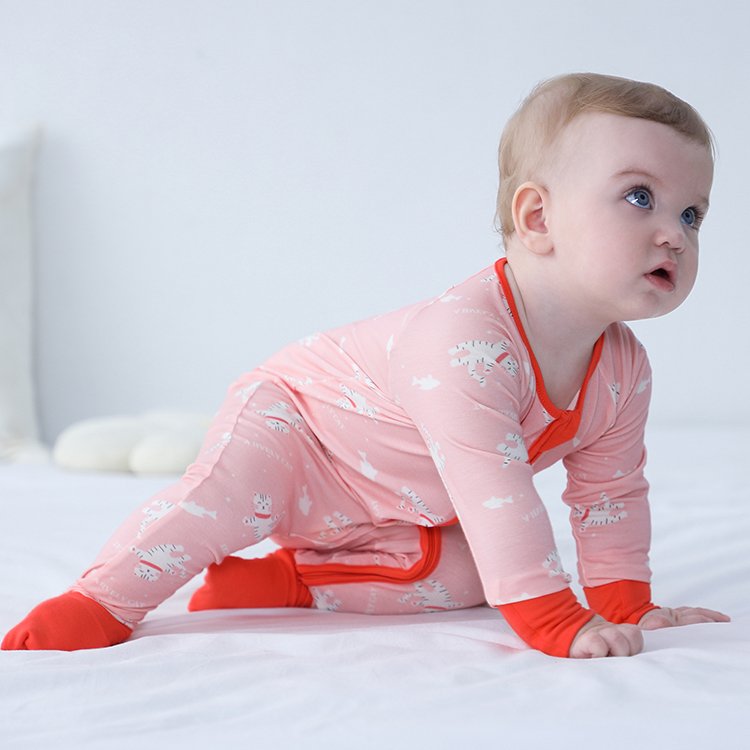 MICHLEY Manufacturer Supplier Bamboo Baby Clothes Long Sleeve Baby Rompers Wholesale Custom Zipper Newborn Footed baby Rompers