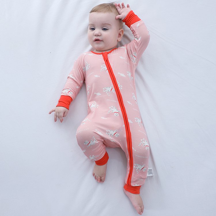 MICHLEY Manufacturer Supplier Bamboo Baby Clothes Long Sleeve Baby Rompers Wholesale Custom Zipper Newborn Footed baby Rompers