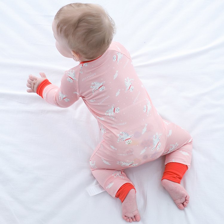 MICHLEY Manufacturer Supplier Bamboo Baby Clothes Long Sleeve Baby Rompers Wholesale Custom Zipper Newborn Footed baby Rompers