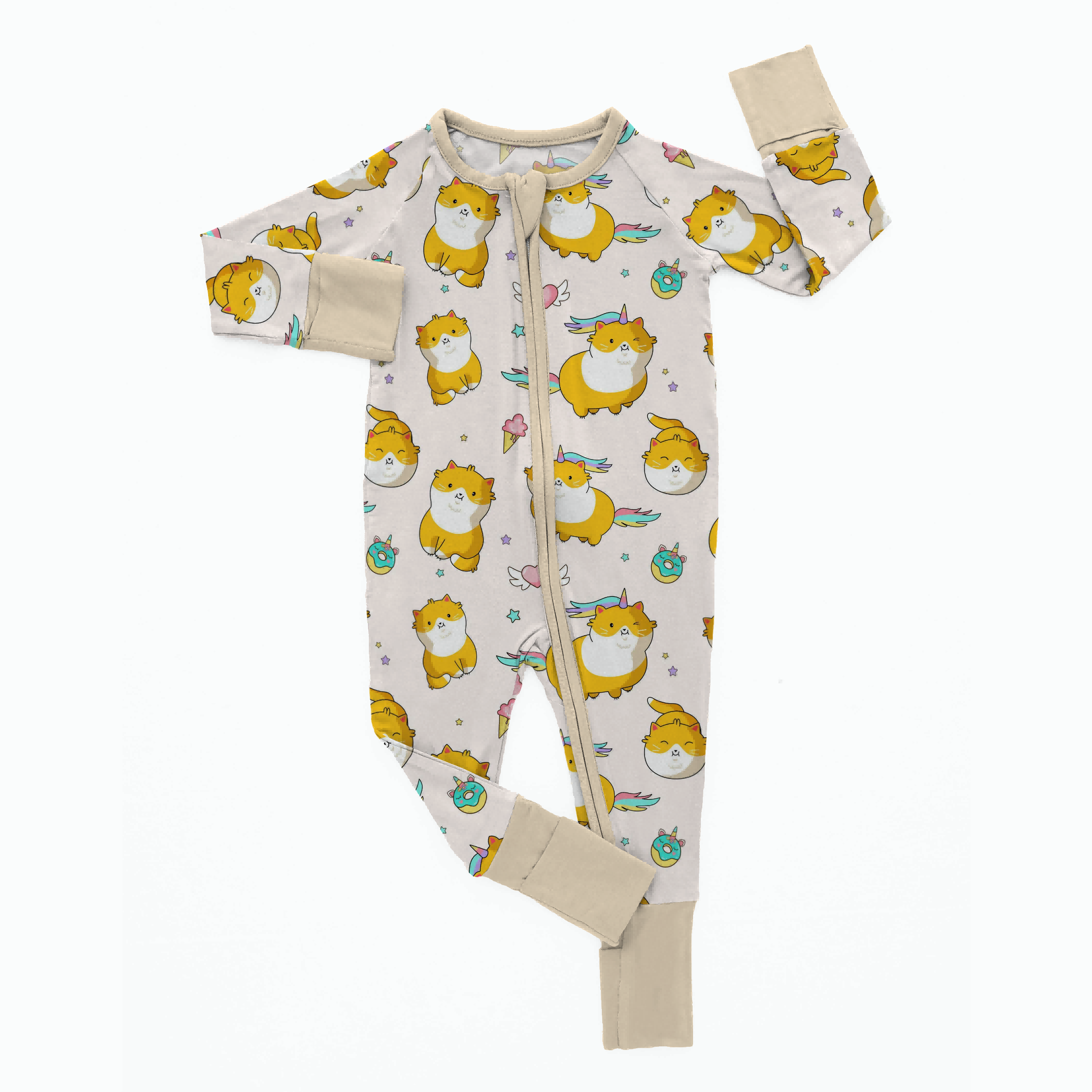 Baby Zipper Romper Bodysuit With Custom Active Digital Printing Bamboo Baby Pajamas