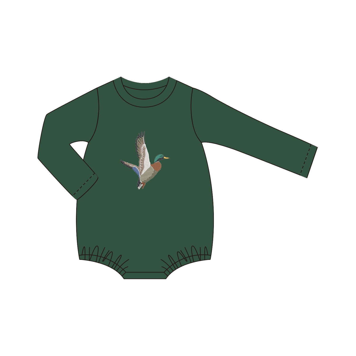 Boyis new design custom mallard duck embroider girl clothing sets romper for little girl