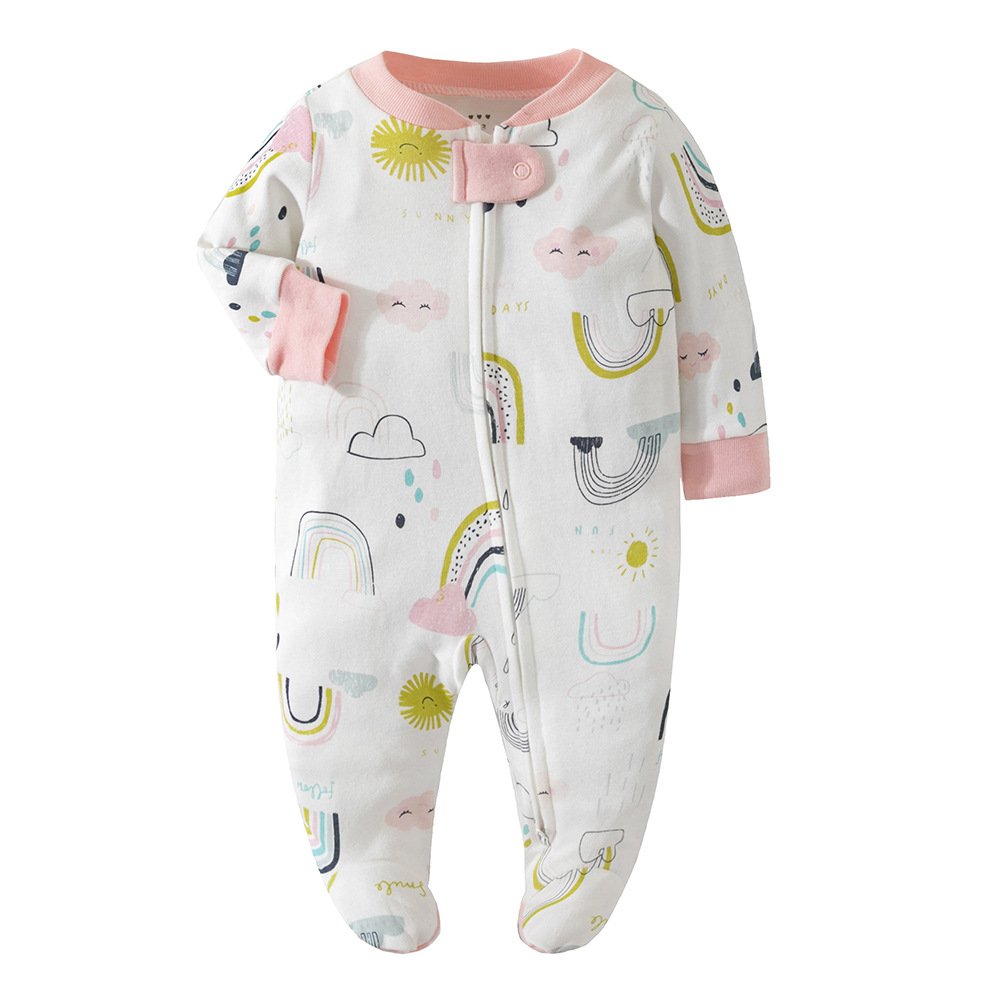 Manufacturers wholesale baby onsies long sleeve zipper baby rompers crawling clothes baby air conditioning clothing footie