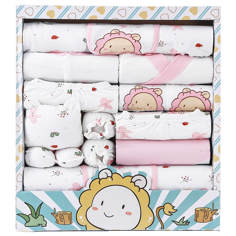 Newborn baby clothes set pure cotton autumn and winter newborn baby full month gift supplies gift box