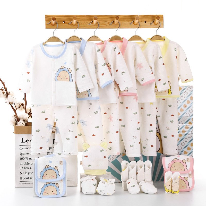Newborn baby clothes set pure cotton autumn and winter newborn baby full month gift supplies gift box