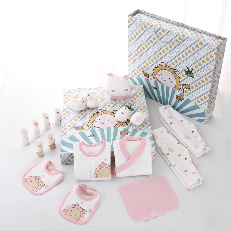 Newborn baby clothes set pure cotton autumn and winter newborn baby full month gift supplies gift box