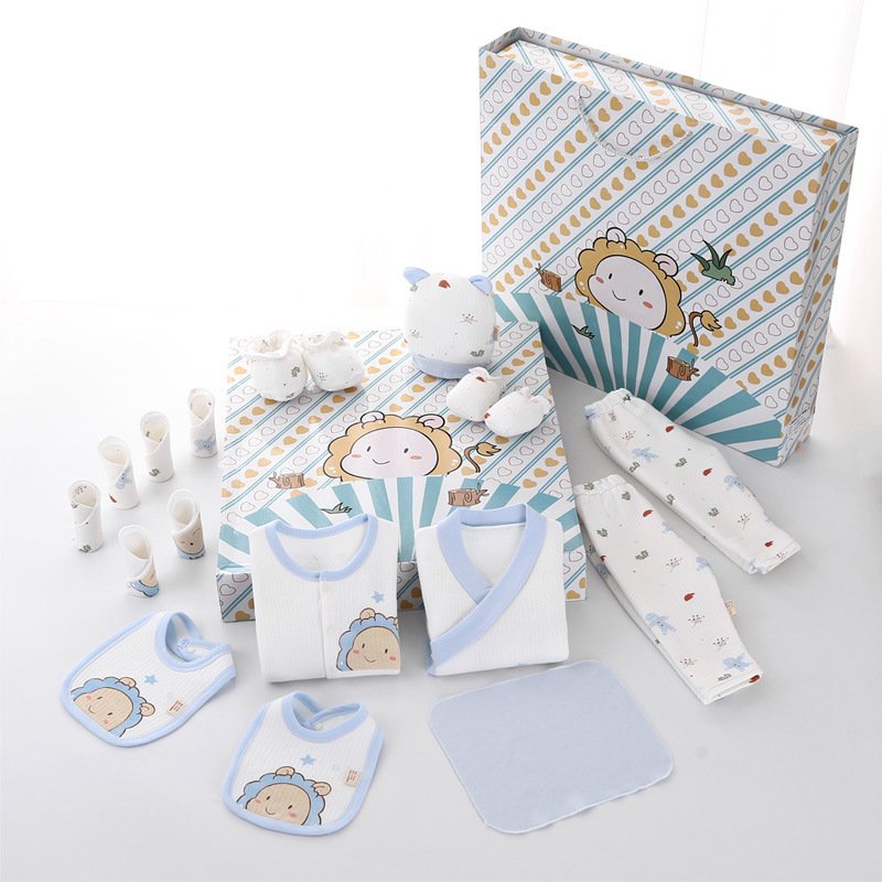 Newborn baby clothes set pure cotton autumn and winter newborn baby full month gift supplies gift box