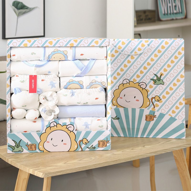Newborn baby clothes set pure cotton autumn and winter newborn baby full month gift supplies gift box