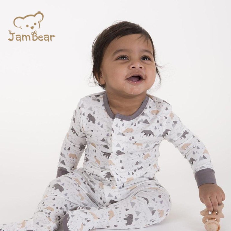 Bamboo baby romper Baby Magnetic Footie Romper magnet sustainable toddle footie magnetic infant zip sleepsuit zip up onesie