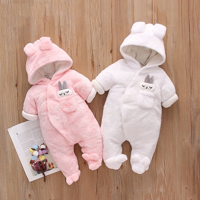 NewBorn Baby Romper hooded Kids Clothing Fleece Jumpsuit Unisex Baby Clothes Girls Boys Winter Baby Rompers