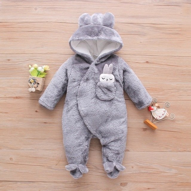 NewBorn Baby Romper hooded Kids Clothing Fleece Jumpsuit Unisex Baby Clothes Girls Boys Winter Baby Rompers
