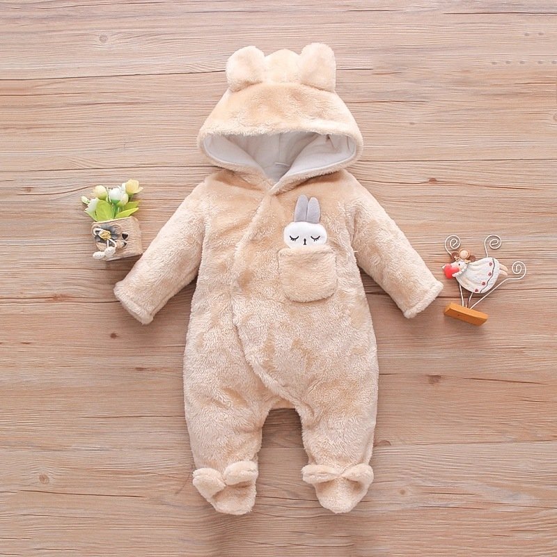 NewBorn Baby Romper hooded Kids Clothing Fleece Jumpsuit Unisex Baby Clothes Girls Boys Winter Baby Rompers