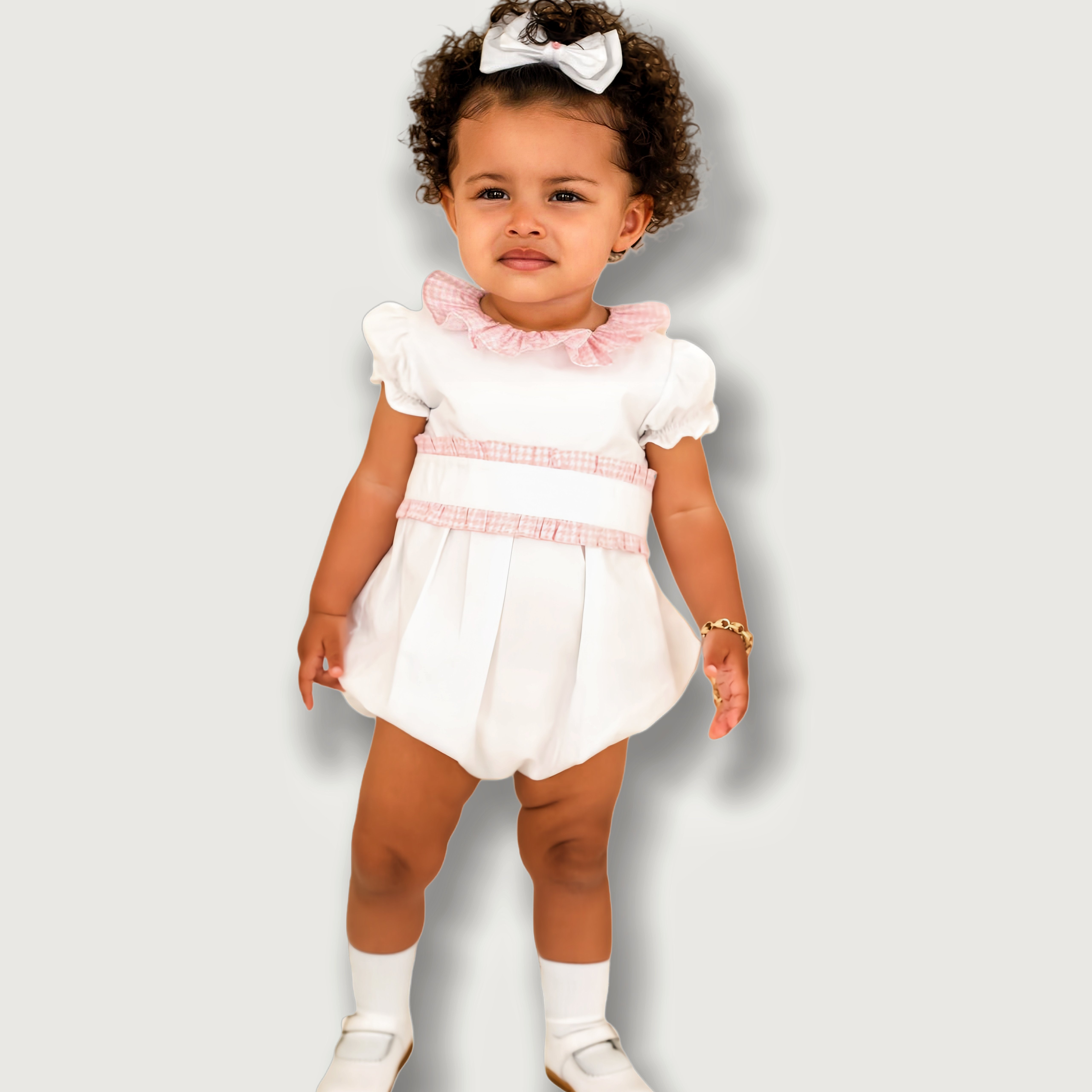 Custom OEM Cotton Gingham Smocked Baby Romper Ruffle Short Sleeve Easter Children Clothing Toddler Onesie Boys Girls Bodysuit