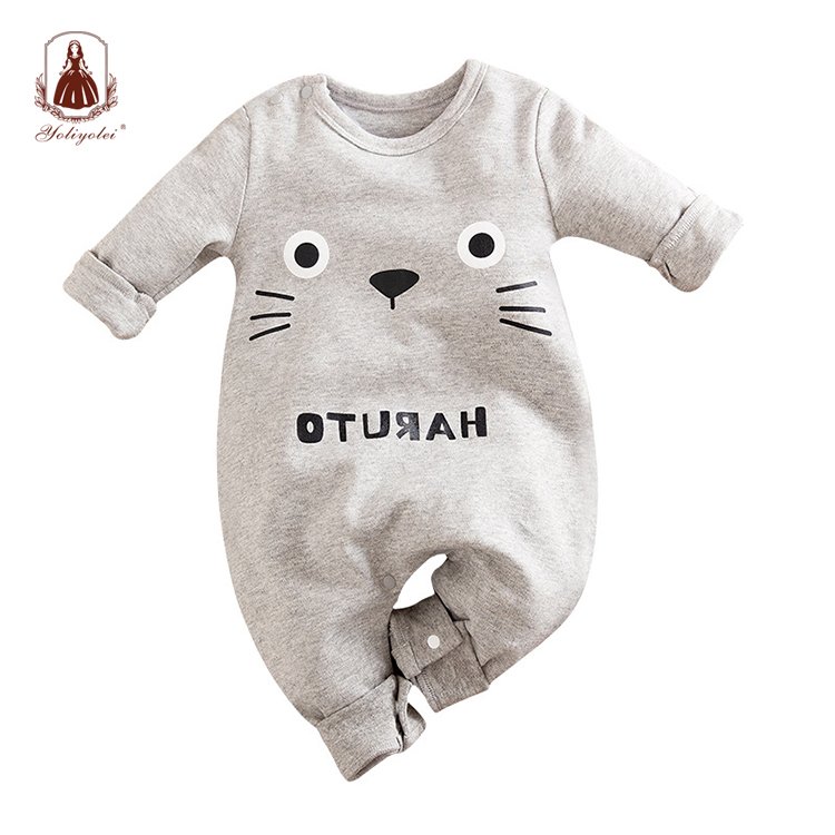 2020 New Lovely Baby Boy Girl Rompers Clothing 100% Cotton Long Sleeve Infant Printing Rompers Pajamas