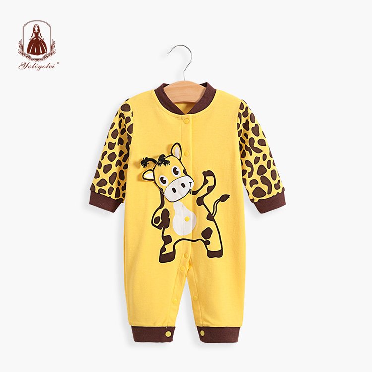 2020 New Lovely Baby Boy Girl Rompers Clothing 100% Cotton Long Sleeve Infant Printing Rompers Pajamas