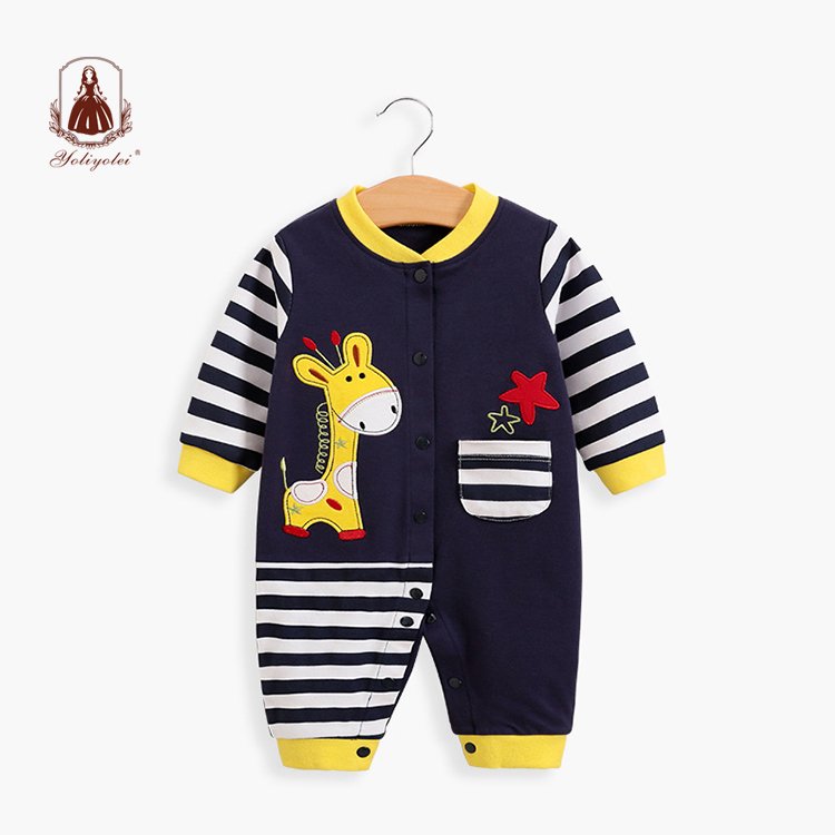 2020 New Lovely Baby Boy Girl Rompers Clothing 100% Cotton Long Sleeve Infant Printing Rompers Pajamas