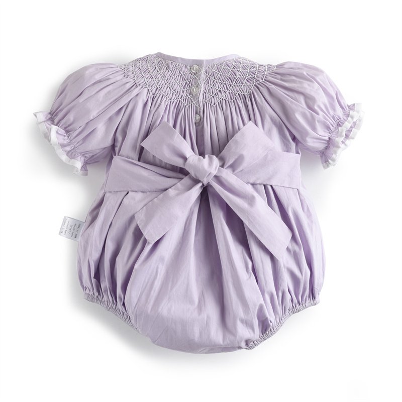 2024 Custom Vintage Baby Girls Spanish Clothes Toddler Hand Made Smocking Jumpsuit Embroidered Rabbit Bubbles Cotton Romper