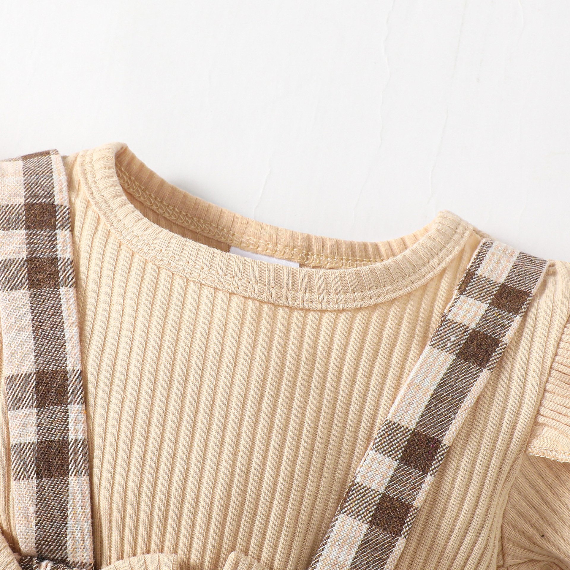 baby romper customisable baby romper for girls New fall long sleeved jumpsuit Plaid dress with suspenders