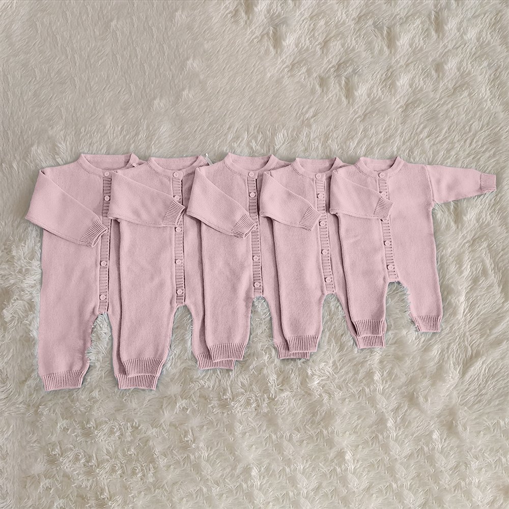 Organic Baby Rompers Cotton Sleeping Full Sleeve Knitted Fabric Romper with Buttons
