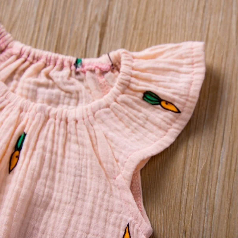 Baby Girls Simple Sleeveless newborn jumpsuits 100% organic cotton little cactus cherry print 0-24 month summer baby romper