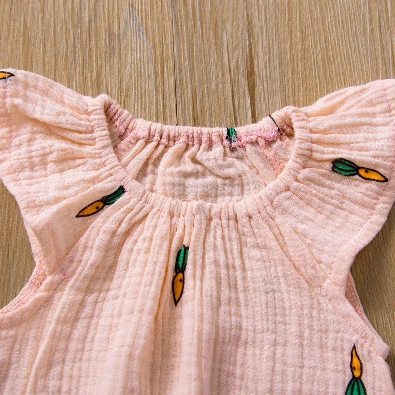 Baby Girls Simple Sleeveless newborn jumpsuits 100% organic cotton little cactus cherry print 0-24 month summer baby romper