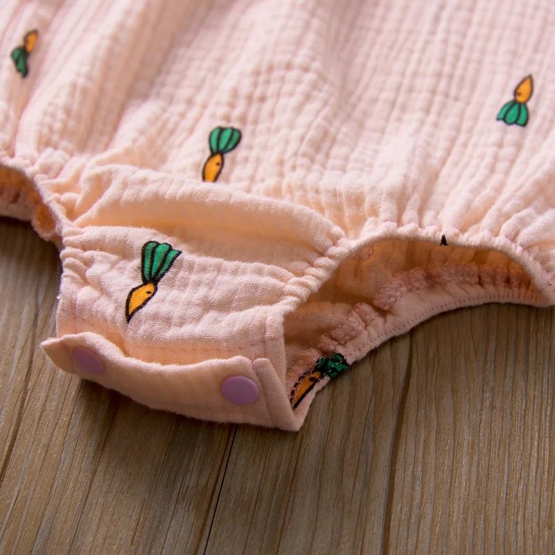 Baby Girls Simple Sleeveless newborn jumpsuits 100% organic cotton little cactus cherry print 0-24 month summer baby romper