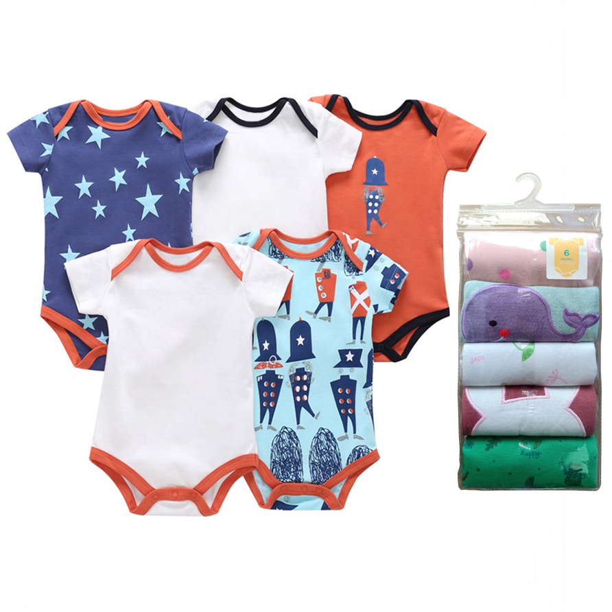 Infant 5 Piece Set Newborn Baby Girls Romper Short Sleeve Bodysuit Jumpsuits Baby Clothes Romper