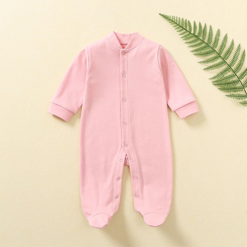 Baby Romper Solid Color Crawling Clothes Long Sleeved Even Feet Baby Bag Fart Clothes Kids Bodysuit Ropa Para Bebe