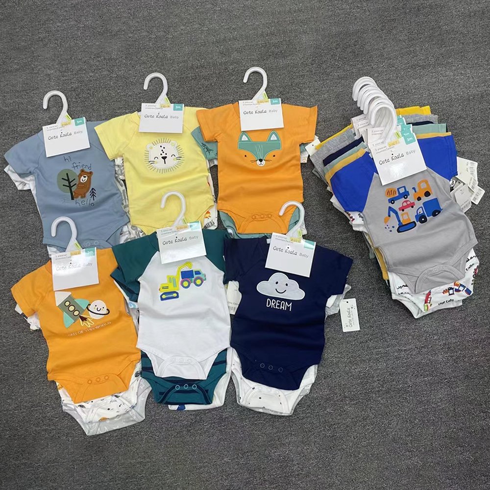 Summer Newborn Baby Short Sleeve Rompers 3 Pcs Set High Quality Onesies Infant Cotton Clothing Toddler Boys Girls Clothes