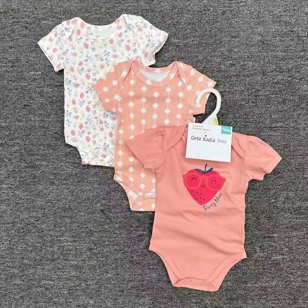Summer Newborn Baby Short Sleeve Rompers 3 Pcs Set High Quality Onesies Infant Cotton Clothing Toddler Boys Girls Clothes