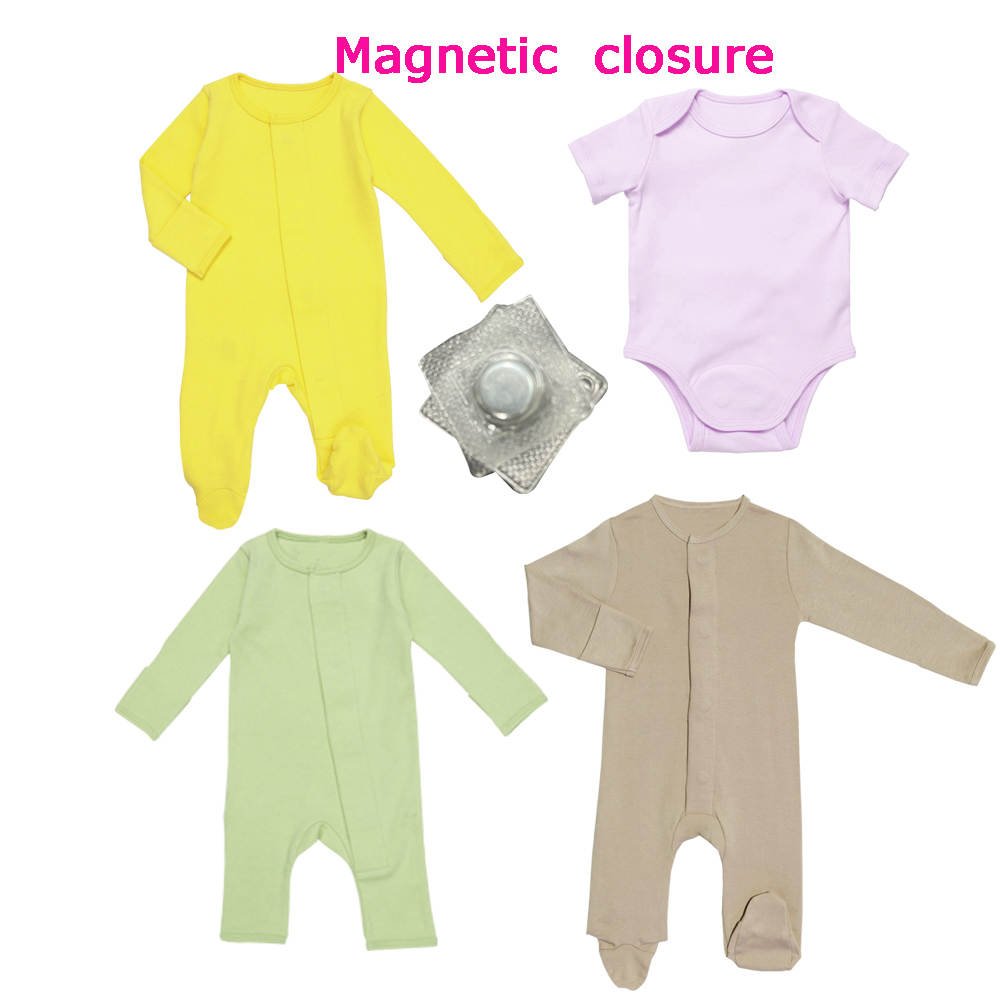 2024 Custom bamboo viscose Magnetic button sleepsuit baby Jumpsuit Magnetic button Infant Clothing magnetic baby romper