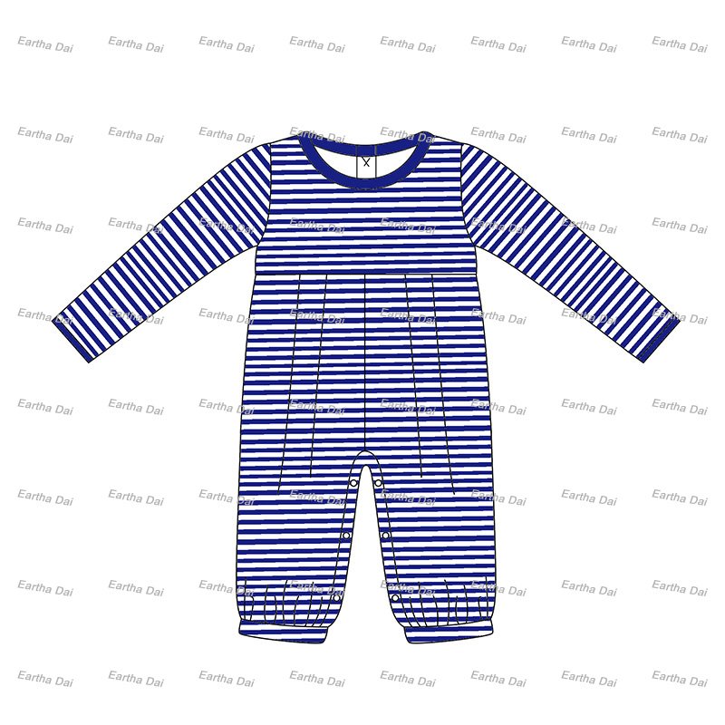 new 2024 long sleeve striped knit monogram cotton toddler boys outfits round collar baby boys knit romper