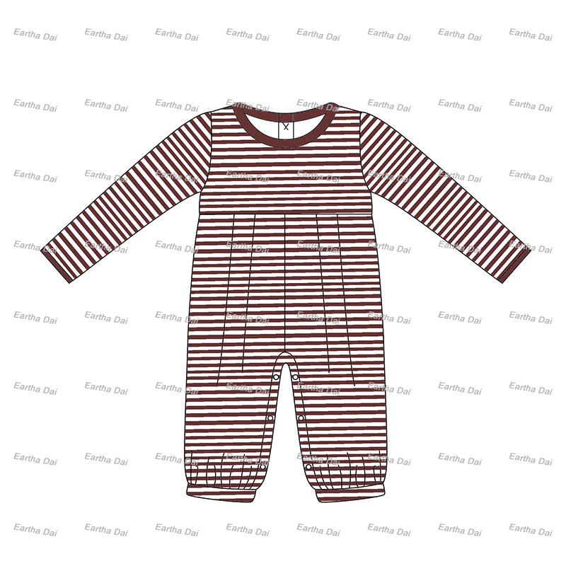new 2024 long sleeve striped knit monogram cotton toddler boys outfits round collar baby boys knit romper