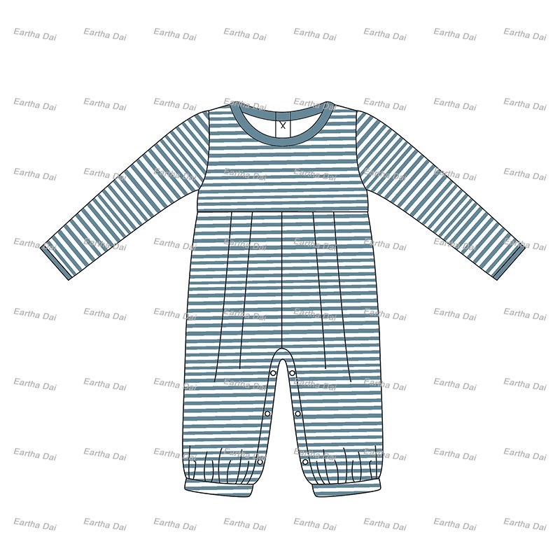 new 2024 long sleeve striped knit monogram cotton toddler boys outfits round collar baby boys knit romper