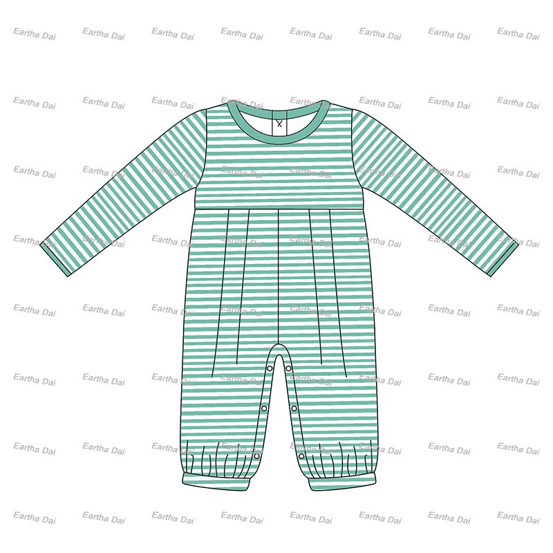 new 2024 long sleeve striped knit monogram cotton toddler boys outfits round collar baby boys knit romper