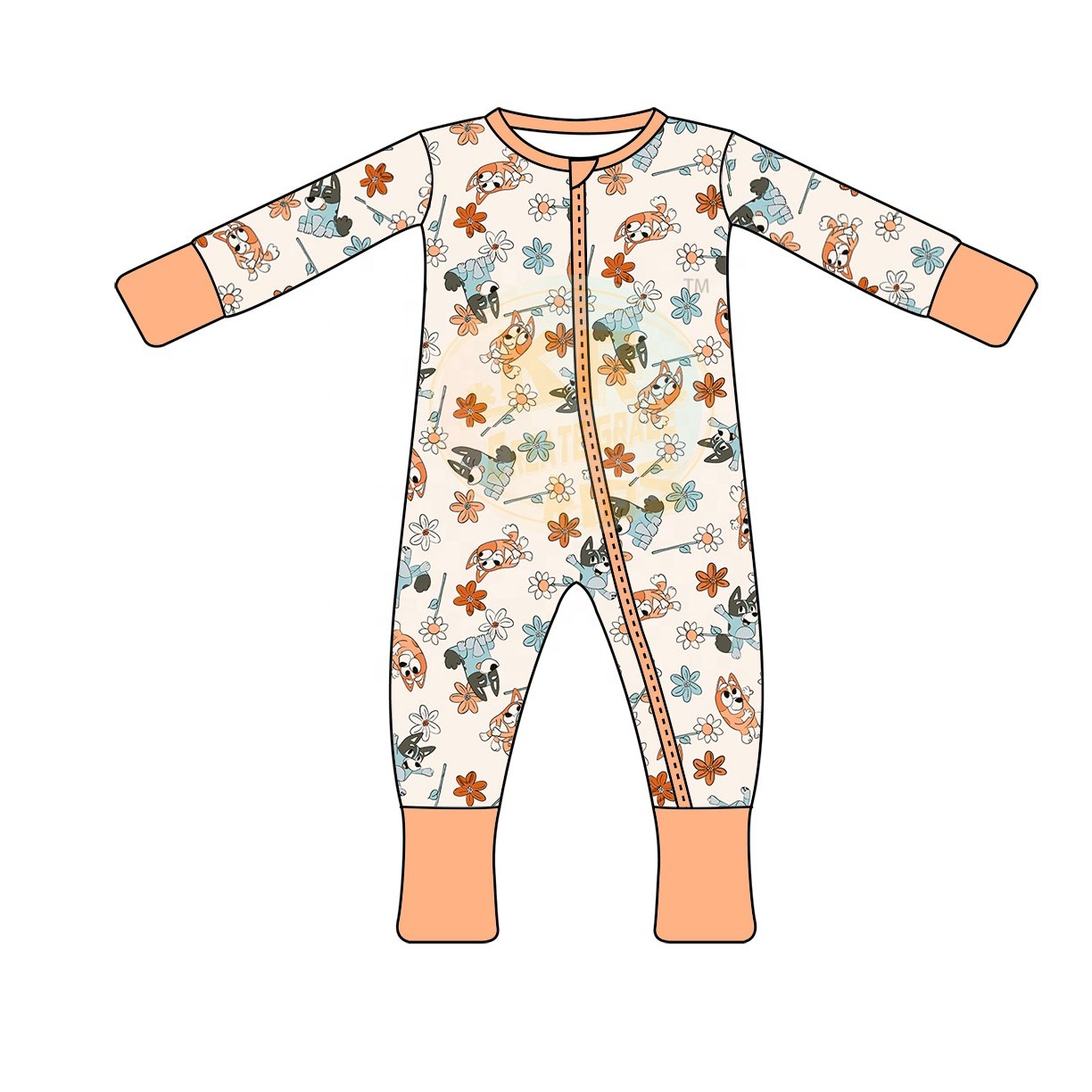 Custom Fashion Cotton Bamboo Newborn Infant Clothing Zipper Long Sleeve Pajamas Jumpsuit Sleepwear Cartoon Baby Rompers Onesie