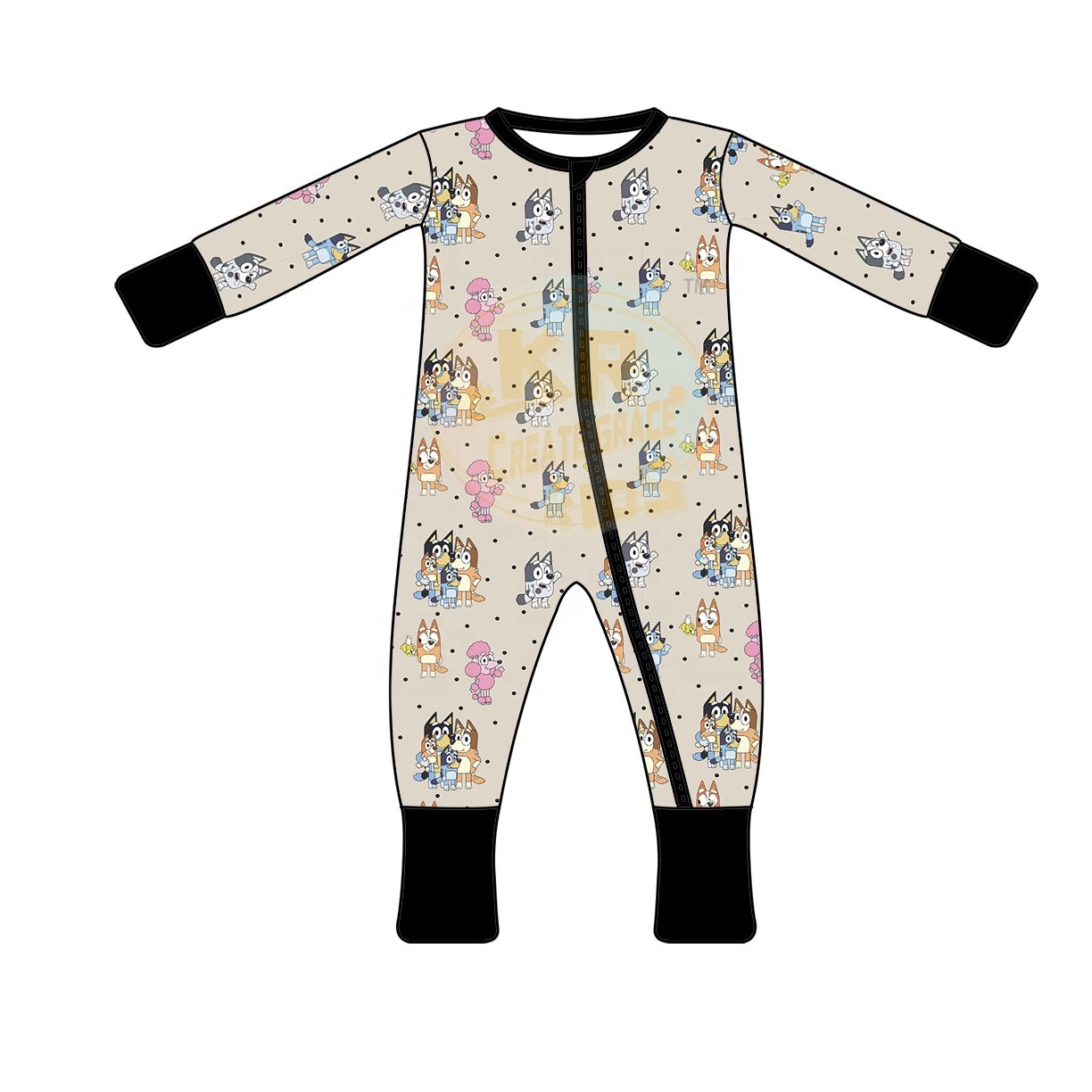 Custom Fashion Cotton Bamboo Newborn Infant Clothing Zipper Long Sleeve Pajamas Jumpsuit Sleepwear Cartoon Baby Rompers Onesie