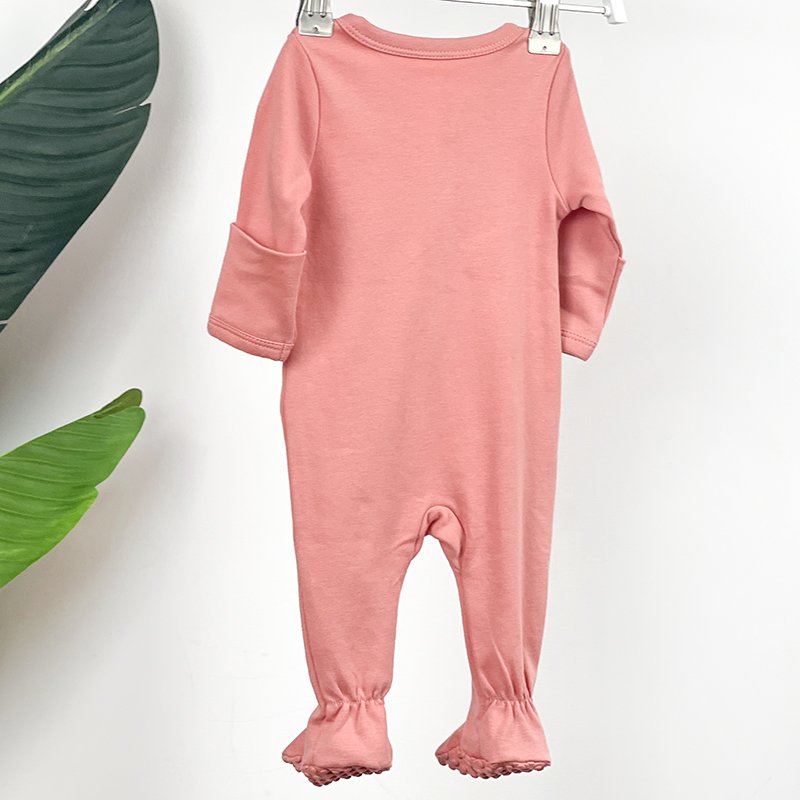 Soft Long Sleeve gender neutral Baby Boys Girl organic cotton pajamas baby rompers pink Zipper Baby Footie Jumpsuits Rompers