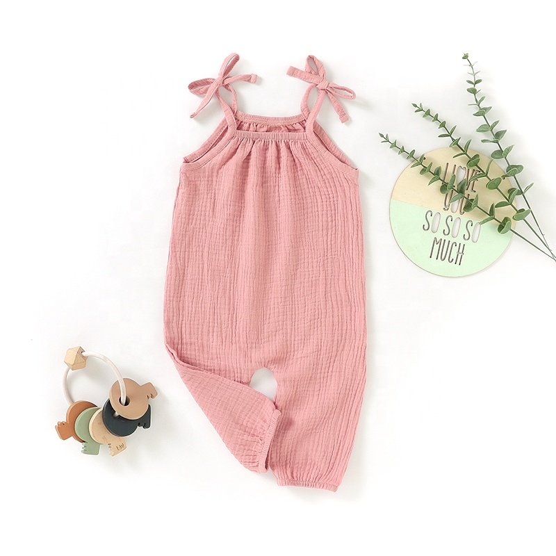 Wholesale Organic Cotton Fashion Summer Sleeveless Baby Overall Baby Romper